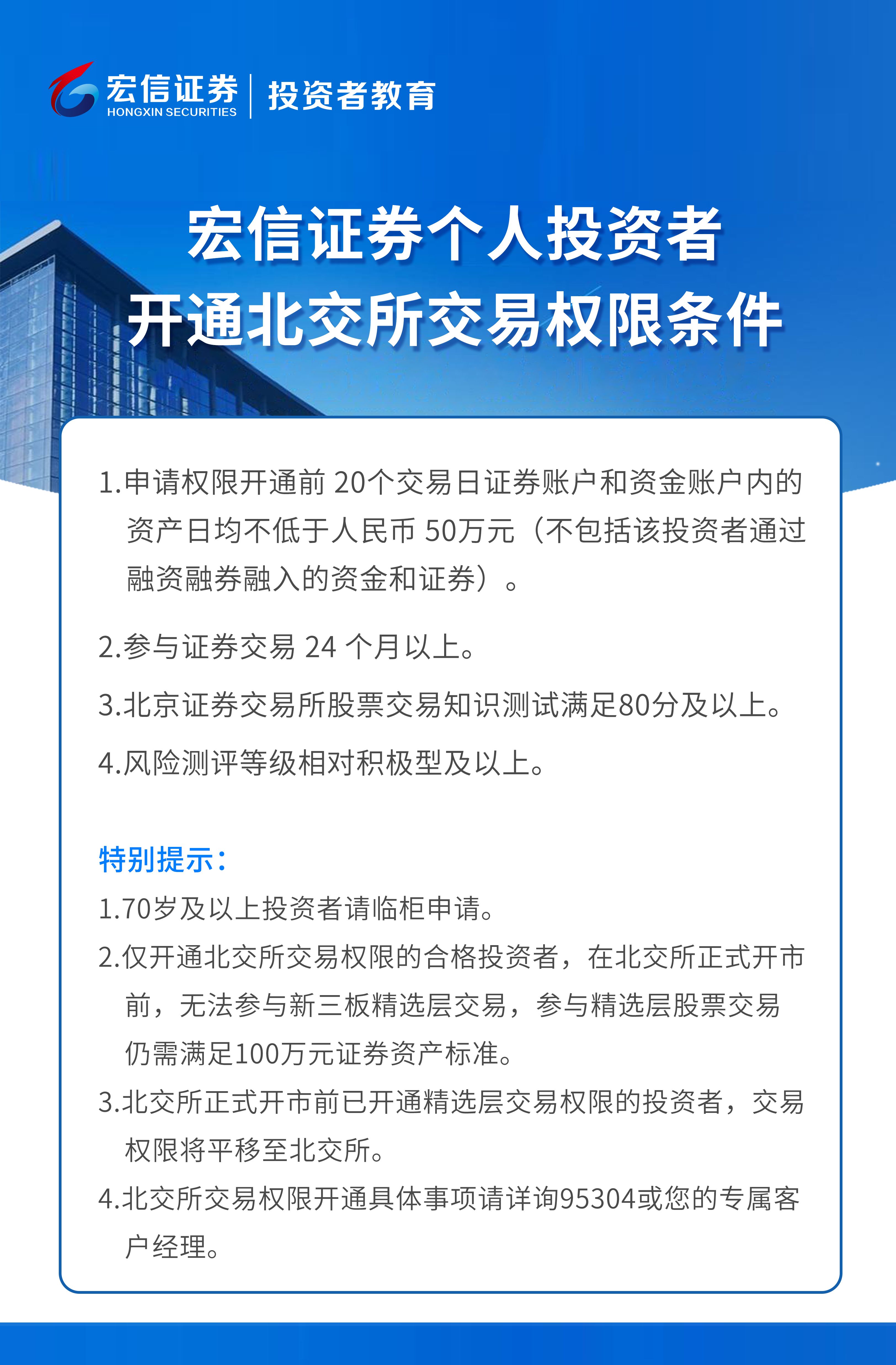 开通北交所交易权限条件 开通北交所交易权限条件